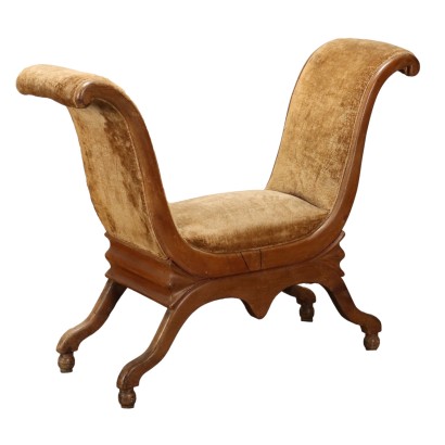 Chaise Ancienne Curule Acajou Italie '800 Chaise Rembourrée Accoudoirs