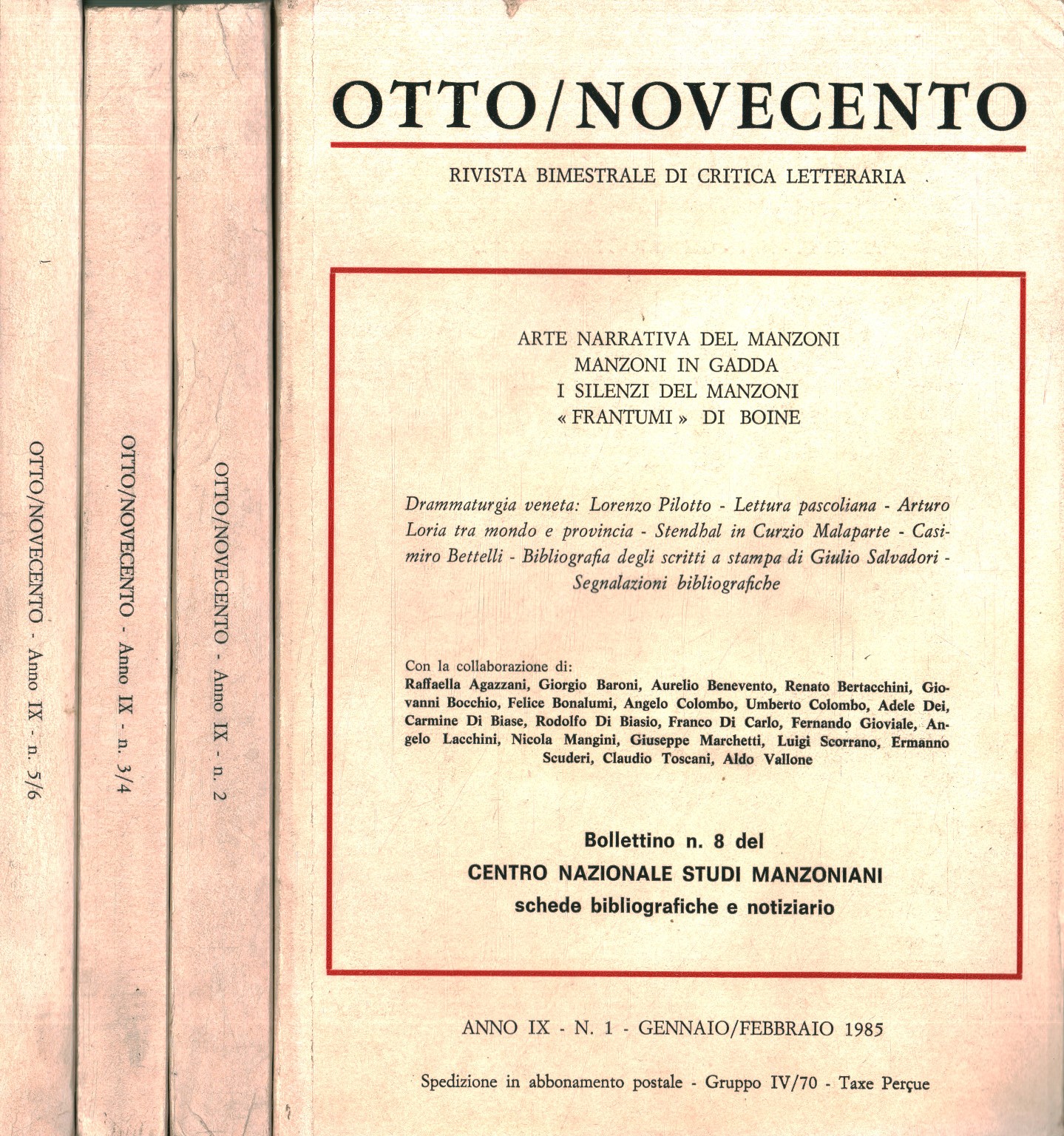 Otto/Novecento: rivista bimestrale di crit