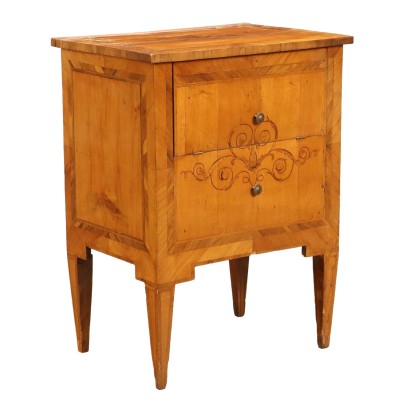 Ancient Bedside Table Louis XVI Early '800 Maple Veneered Wood