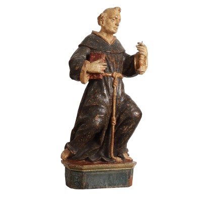 Saint Pascal Baylon Sculpture en Tilleul XVIIe Siècle