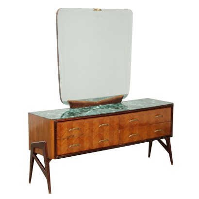 Commode Vintage en Hêtre avec Miroir Italie Années 1950