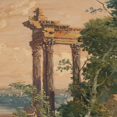 Dipinto di Antonio Oberto,Paesaggio con pastori e rovine,Antonio Oberto,Antonio Oberto,Antonio Oberto,Antonio Oberto