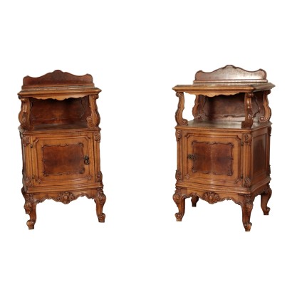 Paire de Tables de Chevet Baroque Bois Italie XXe Siècle