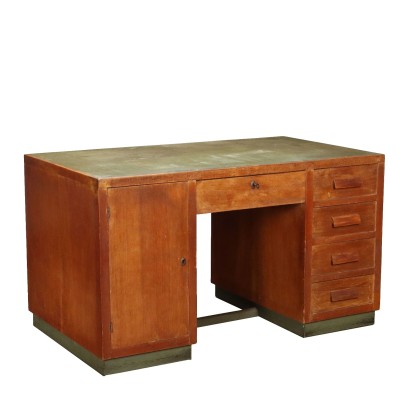 Bureau Vintage Plaquée en Chêne Italie Années 1940