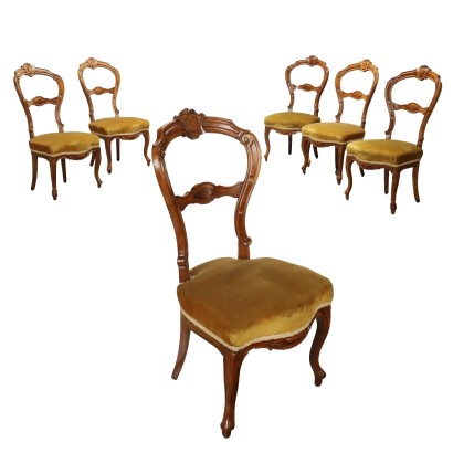 Groupe de Chaises Anciennes Louis Philippe Noyer XIXe Siècle