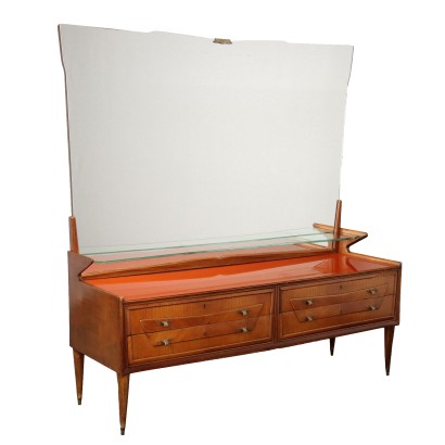 Commode Vintage avec Miroir Plaquée en Noyer Années 50-60