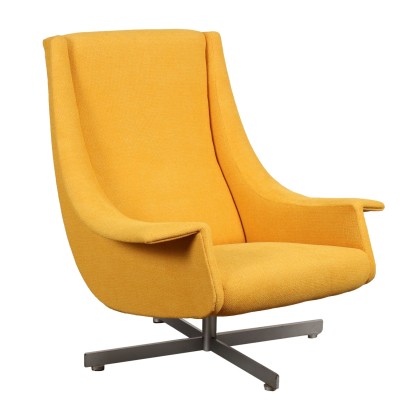 Fauteuil Pivotant Vintage en Métal et Tissu Italie Années 1960