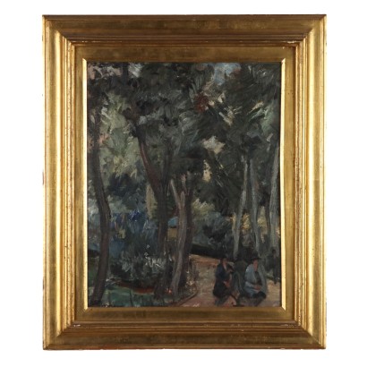 Pintura de Guido Ferroni,El jardín público,Guido Ferroni,Guido Ferroni,Guido Ferroni