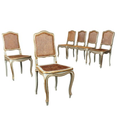 Groupe de Chaises Laquées Barocchetto