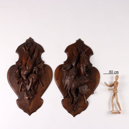 Pair of Wooden Panels with Hunting