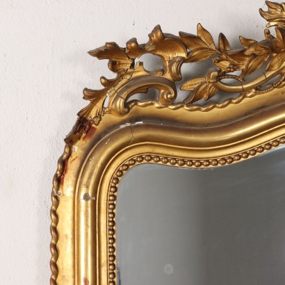 Eklektischer Spiegel aus goldenem Holz