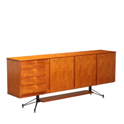 Vintage Sideboard from the 1960s Teak Veneered Wood Marble Metal