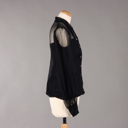 Vintage Black Voile Blouse