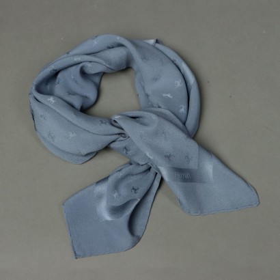 Second Hand Ferrari Scarf Gray Silk with Logo