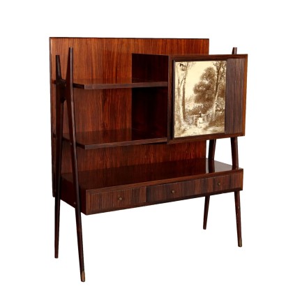 Vintage 1950s-60s Cabinet Exotic Wood Brass Italy