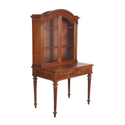 Bureau Néoclassique Ancien avec Vitrine Noyer du XIXe Siècle