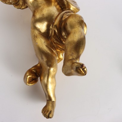 Putto Musicante in Legno Intagliato e