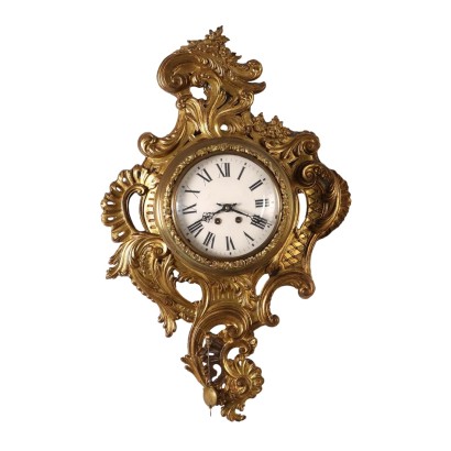Antique Wall Pendulum Clock Metal France XIX Century