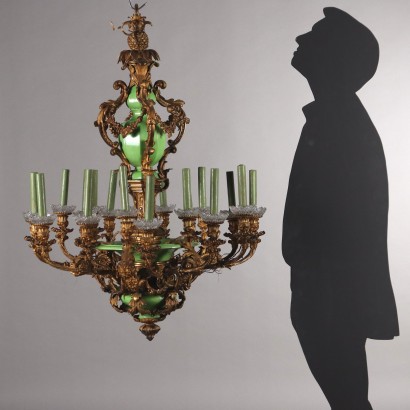 Lampadario Napoleone III in Bronzo Dorat