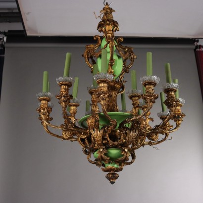 Lampadario Napoleone III in Bronzo Dorat