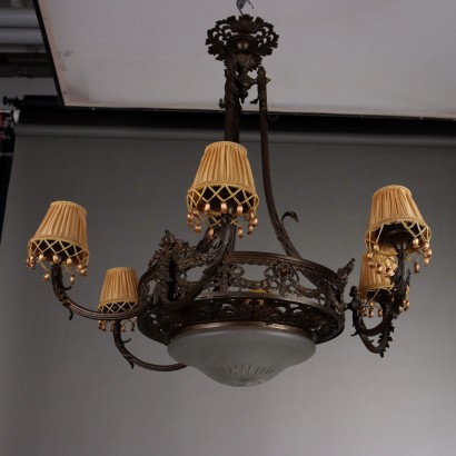 Lampadario Liberty in Bronzo