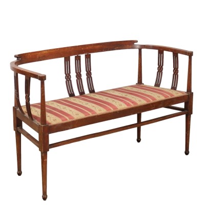 Antiker Sofa der Jugendstil Buche Gepolsterte Sitze des XIX-XX Jhs