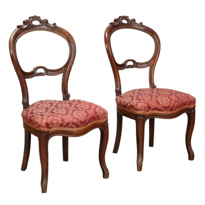 Paar Antike Stühle Louis Philippe Walnuss des XIX Jhs