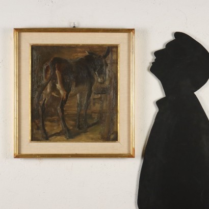 Peinture de Carlo Vittori, Intérieur d'écurie avec âne, Carlo Vittori, Carlo Vittori, Carlo Vittori