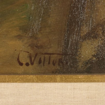 Gemälde von Carlo Vittori, Stallinnenraum mit Esel, Carlo Vittori, Carlo Vittori, Carlo Vittori