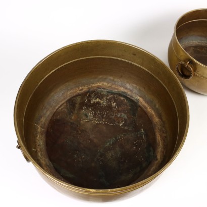 Two Large Brass Cachepots