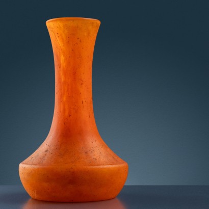 Daum orange vase, Daum vase with Scarab