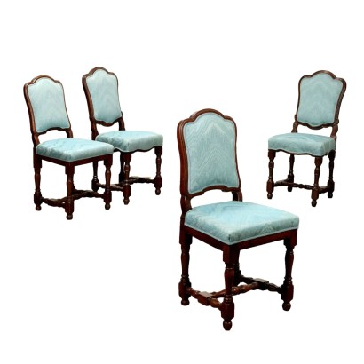 Chaises Baroques Anciennes en Noyer Italie du XVIIIe Siècle