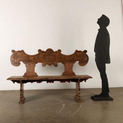 banc,banc baroque en noyer