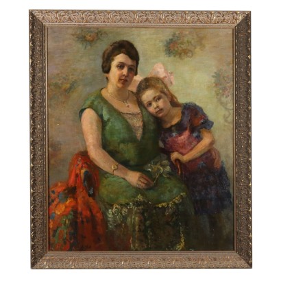 Painting Portrait of Mother with Daughter