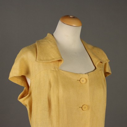 Robe en lin jaune vintage Biki