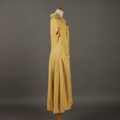 Robe en lin jaune vintage Biki