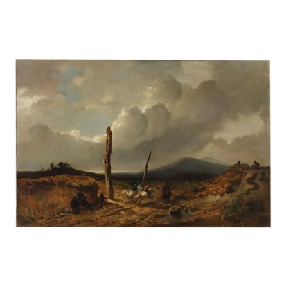 Painting by Felix Bovie,Landscape with hunters on horseback,Felix Bovie,Felix Bovie,Felix Bovie,Felix Bovie,Felix Bovie,Felix Bovie