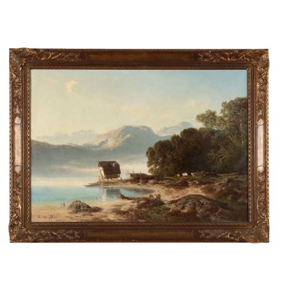 Pintura Antigua de S. Eduard Von Kalckreuth Óleo sobre Lienzo