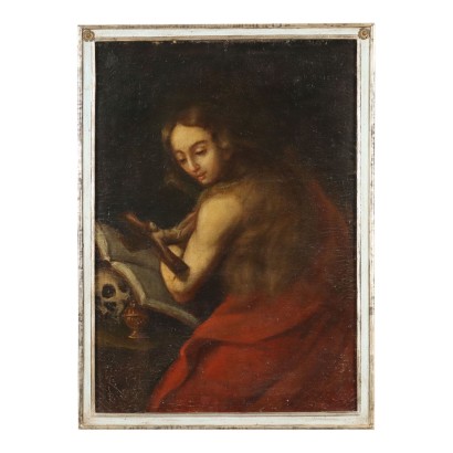 Antique Painting with Religious Subject Oil on Canvas XVII Century