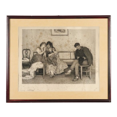 Lithographie d'Eugène de Blaas,Scène Galant,Eugène De Blaas,Eugène De Blaas,Eugène De Blaas,Eugène De Blaas