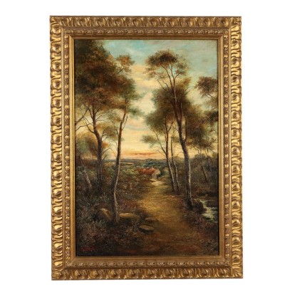 Modern Painting with Landscapes Oil on Canvas XIX Century