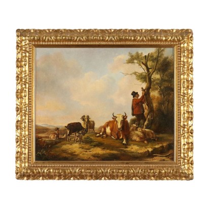 Shepherd with Herds Painting