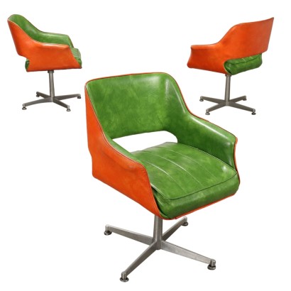 Vintage 1960s Swivel Chairs Alluminium Leatherette