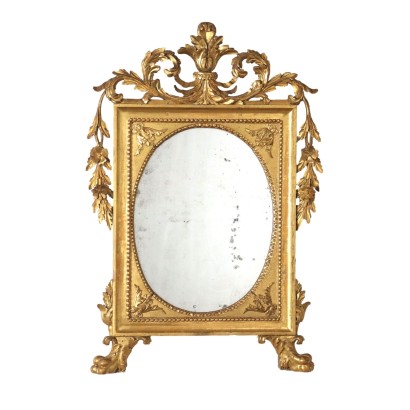 Miroir Néoclassique Ancien Bois Doré Toscane XVIIIe Siècle