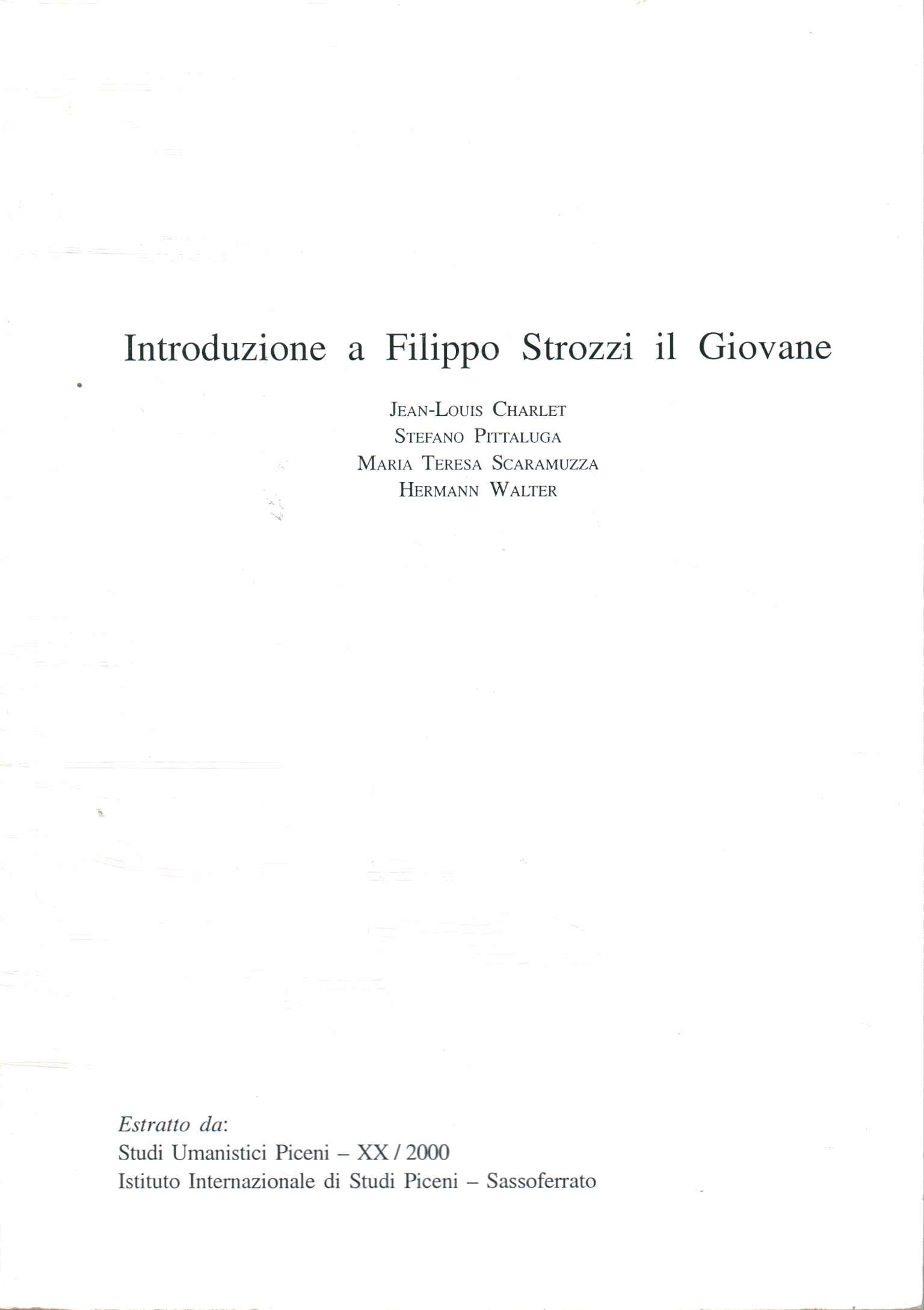 Einführung in Filippo Strozzi den Jüngeren