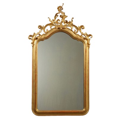 Miroir Ancien Style Rococo Bois Doré France XIXe Siècle