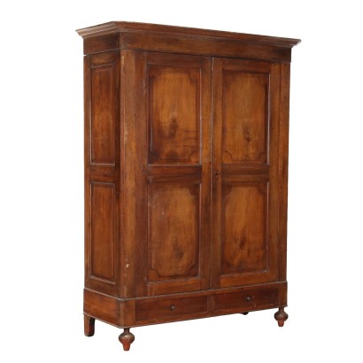 Antique Wardrobe Umbertino Walnut Poplar Italy XIX Century