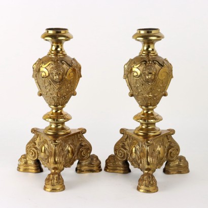 Pair of Bronze Candle Holder Bases