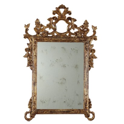 Antique Baroque Mirror Gilded Wood Italy XX Century