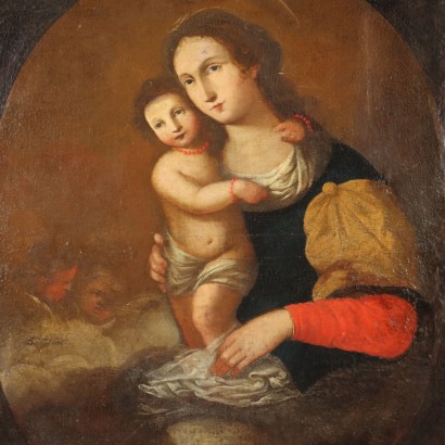 Painting Madonna with Child and Angels